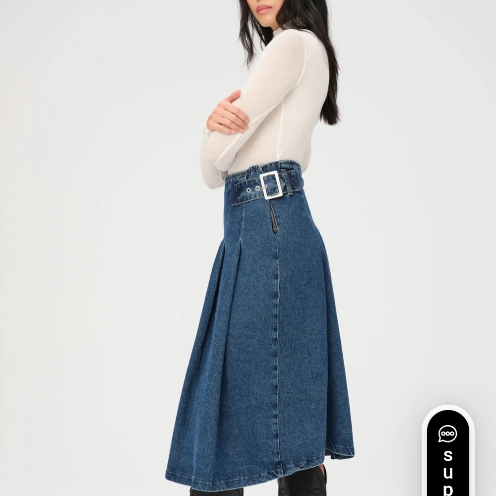 Tripp NYC Blue Denim A-Line Skirt with Belt